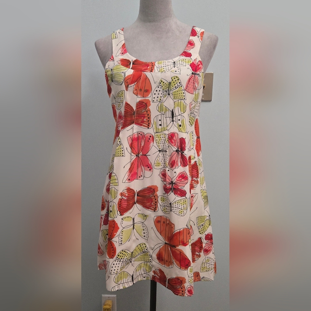 nanette lepore Butterfly fit & flare 100% silk mini dress sz 2